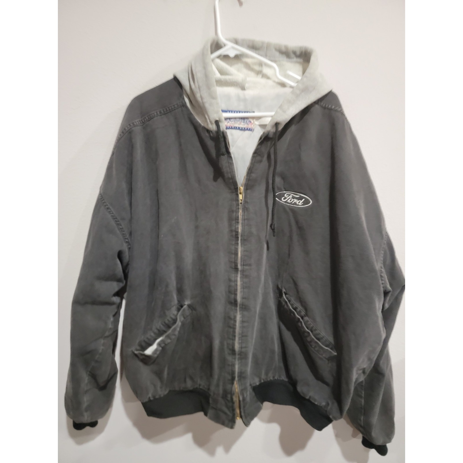 Ford Embroidered Dunbrooke Hooded Workwear Canvas Jacket Usa Made Rare Vtg 2xl